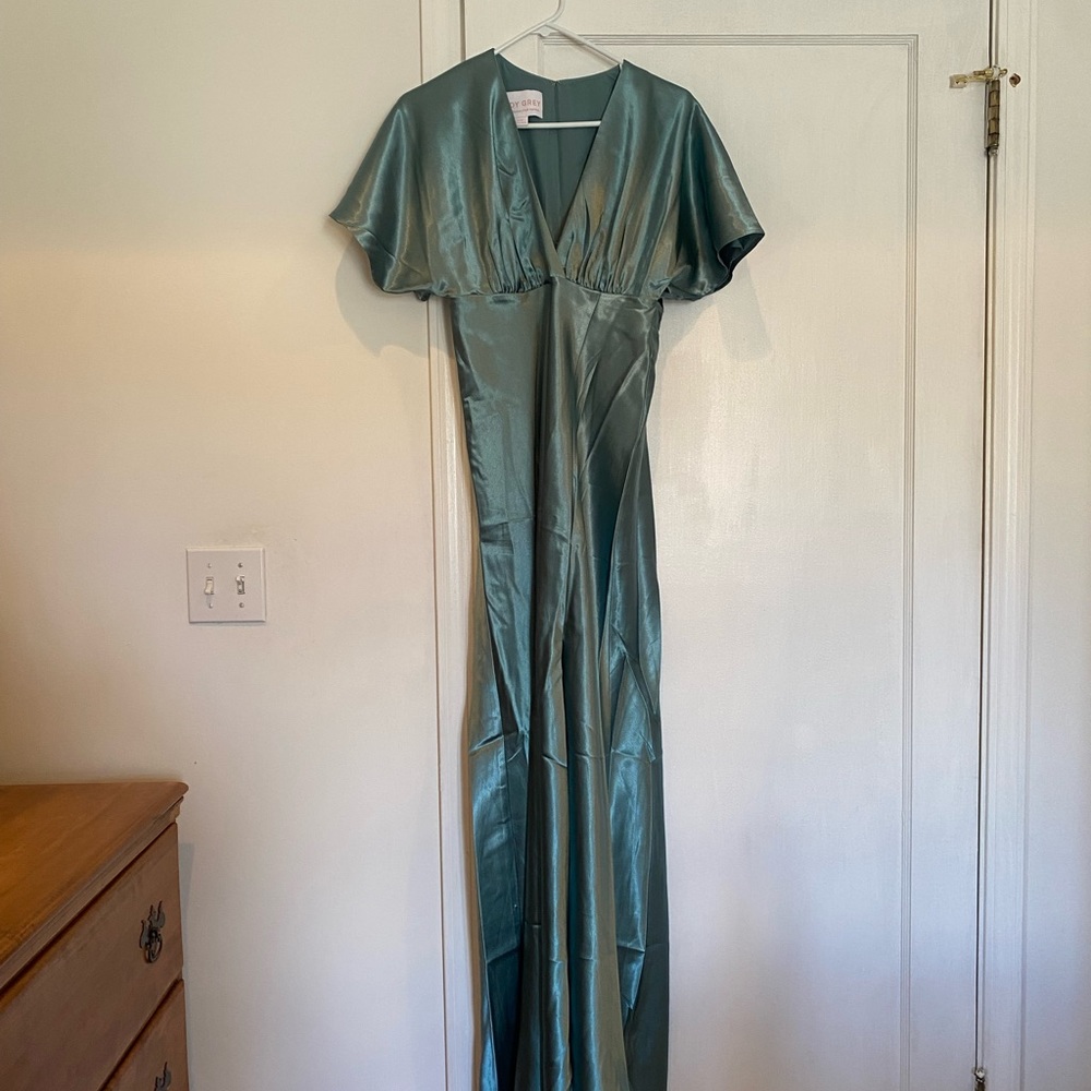 Birdy Grey: Jesse Kimono Satin Sea Glass Dress